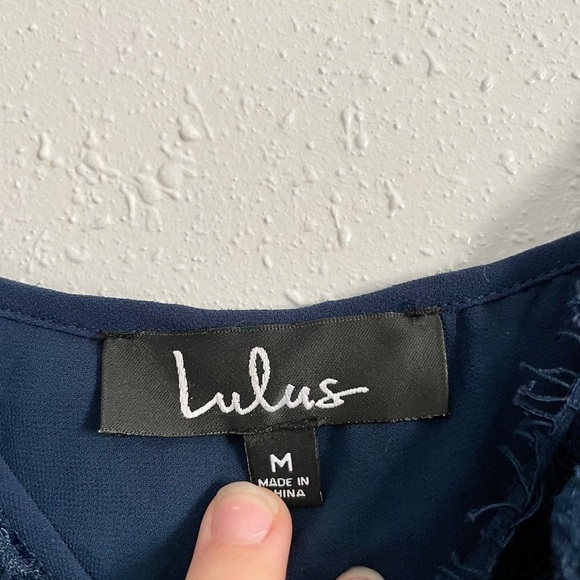 LULU’S In Celebration Navy Blue Pleated Midi Dress - Picture 3 of 4